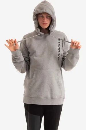 Maharishi Bavlněná mikina Miltype Hooded sweat Organic Sweat 420 9756 GREY MARL pánská, barva, s kapucí, aplikací
