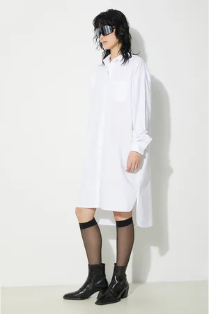 Fiorucci Bavlněné šaty Angel Embroidered barva, midi, oversize, W01FPDSH063CO01WH01