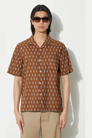 Universal Works Bavlněná košile Road Shirt barva, regular, 30179.BROWN
