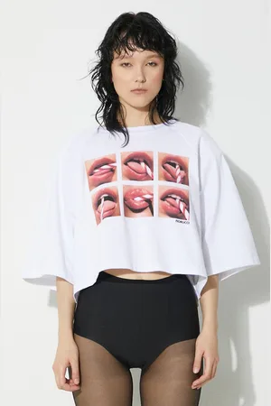 Fiorucci Bavlněné tričko Mouth Print Cropped Padded T-Shirt barva, U01FPTSH106CJ01WH01