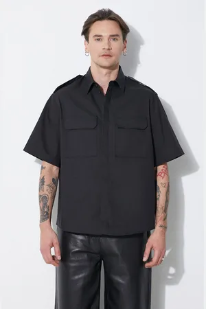 Neil Barrett Košile Loose Military Police Detail Short Sleeve Shirt pánská, barva, regular, s klasickým límcem, MY60216A-Y037-001N