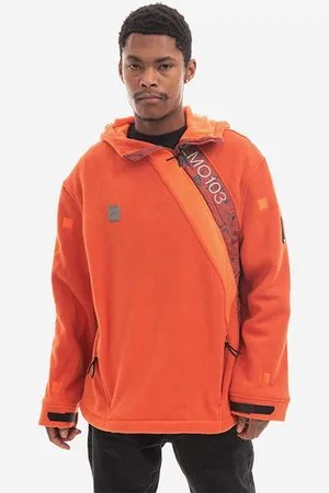 A-cold-wall* Mikina Axis Fleece ACWMO103 RUST pánská, barva, s kapucí, vzorovaná