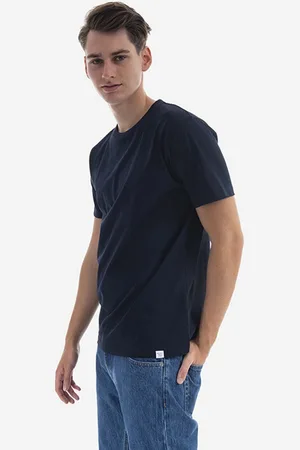 Norse projects Bavlněné tričko Niels Standard SS tmavomodrá barva, N01.0559.7004-7004