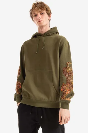 Maharishi Bavlněná mikina Bluza 8031 OLIVE pánská, barva, s kapucí, s aplikací, 8031.OLIVE-OLIVE