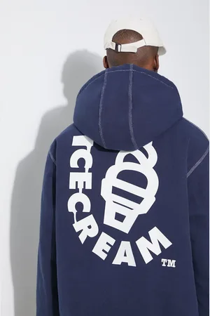 ICECREAM Bavlněná bunda Hooded Work tmavomodrá barva, oversize, IC24104