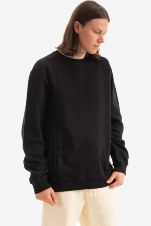 Maharishi Bavlněná mikina Miltype Embroidered Crew Sweat Organic 420 9755 BLACK pánská, barva, hladká