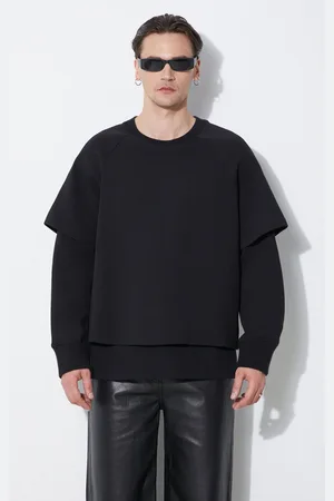 Neil Barrett Mikina Slim Dropped Shoulder Double Layer Sweatshirt pánská, barva, hladká, MY72251R-Y501-001N