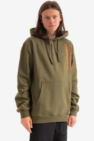 Maharishi Bavlněná mikina Miltype Hooded sweat Organic Sweat 420 9756 OLIVE pánská, barva, s kapucí, aplikací