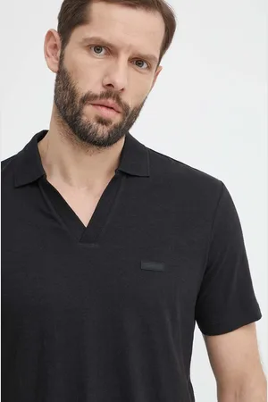 Calvin Klein Polo tričko s lněnou směsí barva, K10K112959