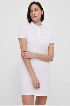 Lacoste Bavlněné šaty tmavomodrá barva, mini