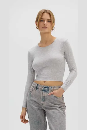 Saint Body Halenka CROP TOP GREY dámská, barva, melanžová, SB.531