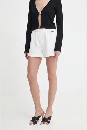 Calvin Klein Bavlněné šortky barva, hladké, high waist, J20J223276