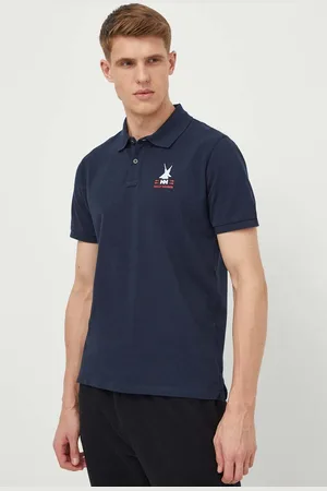 Helly Hansen Bavlněné polo tričko tmavomodrá barva, s potiskem