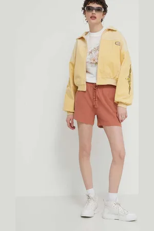 Roxy Bavlněné šortky barva, hladké, high waist, ERJNS03496