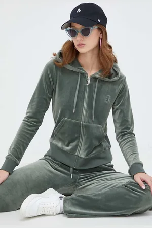 Juicy Couture Velurová mikina barva, s kapucí