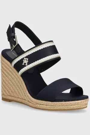 Tommy Hilfiger Sandály WEBBING HIGH WEDGE SANDAL tmavomodrá barva, FW0FW08045