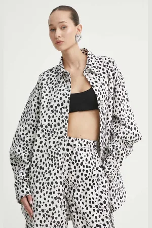 Moschino Džínová bunda dámská, barva, přechodná, oversize