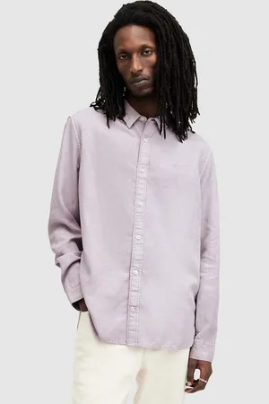 AllSaints Lněná košile LAGUNA LS SHIRT barva, relaxed, s límečkem button-down, MS540Z