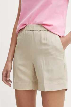 GANT Plátěné kraťasy barva, hladké, high waist