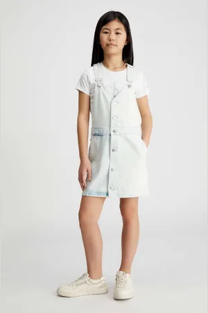 Calvin Klein Dětské riflové šaty barva, mini