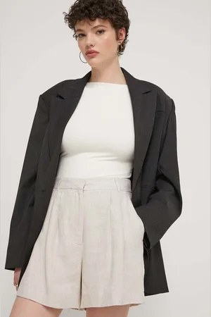 Abercrombie & Fitch Plátěné kraťasy barva, hladké, high waist