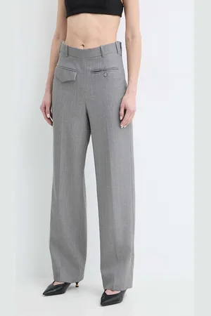 Victoria Beckham Vlněné kalhoty barva, střih chinos, high waist, 1224WTR005385A
