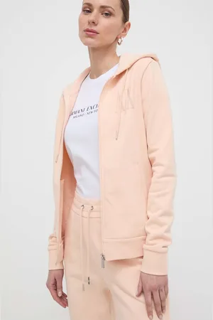 Armani Exchange Bavlněná mikina dámská, žlutá barva, s kapucí, s aplikací, 8NYM21 YJ68Z NOS