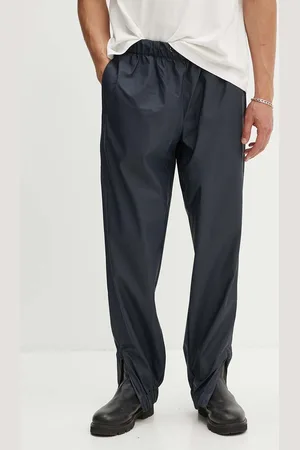 Rains Kalhoty tmavomodrá barva, high waist