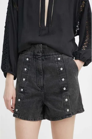 IRO Džínové šortky dámské, barva, hladké, high waist