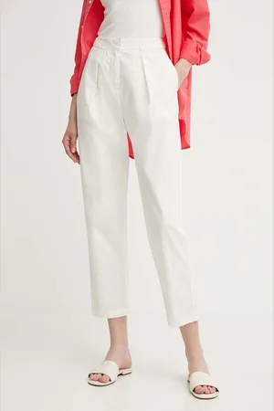 Benetton Bavlněné kalhoty barva, jednoduché, high waist