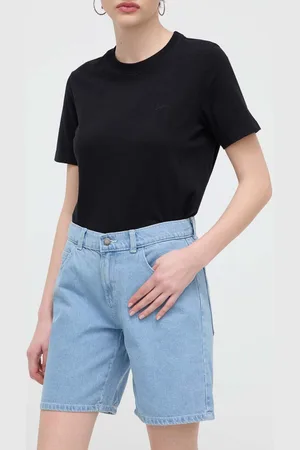 Dickies Džínové šortky HERNDON SHORT W dámské, hladké, high waist, DK0A4YSG