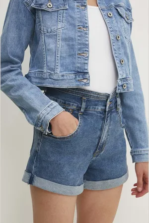 ANSWEAR Džínové šortky dámské, hladké, high waist
