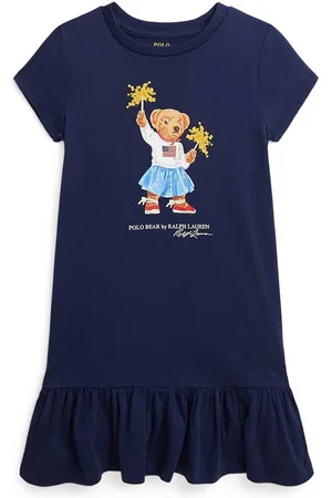 Ralph Lauren Dětské bavlněné šaty tmavomodrá barva, midi, 312953280001