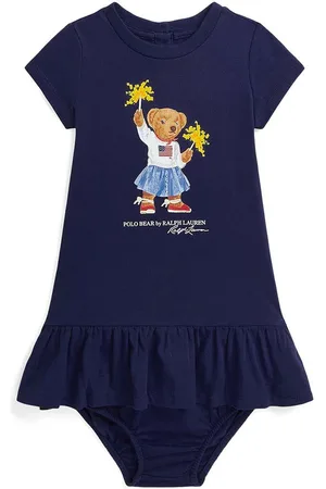 Ralph Lauren Dětské bavlněné šaty tmavomodrá barva, mini, 310953280001