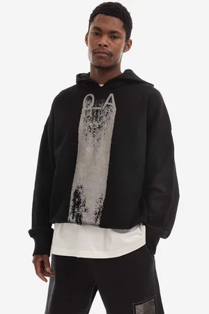 A-cold-wall* Bavlněná mikina Plaster Hoodie pánská, barva, s kapucí, s potiskem, ACWMW085-BLACK