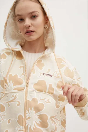 Roxy Bavlněná mikina RETRO dámská, barva, s kapucí, vzorovaná, ERJFT04846