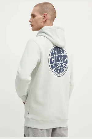Rip Curl Mikina pánská, šedá barva, s kapucí, s potiskem