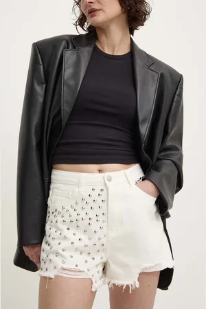 ANSWEAR Džínové šortky dámské, barva, s aplikací, high waist
