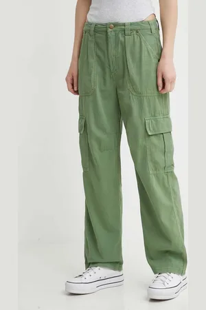Billabong Bavlněné kalhoty barva, široké, high waist, ABJNP00419