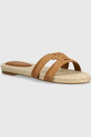Tommy Hilfiger Kožené pantofle TH EMBOSS FLAT ESP SANDAL dámské, barva, FW0FW07928