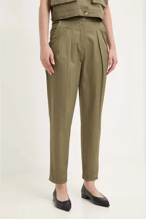 ANSWEAR Bavlněné kalhoty barva, jednoduché, high waist
