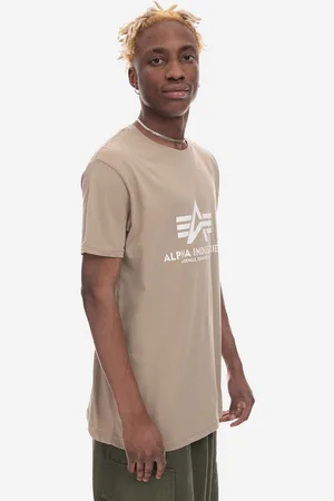 Alpha Industries Bavlněné tričko Basic T-Shirt barva, s potiskem, 100501.679-beige