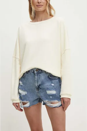 ANSWEAR Džínové šortky dámské, hladké, high waist