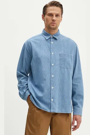 A.P.C. Džínová košile chemise math pánská, relaxed, s klasickým límcem, COGXX-H12584