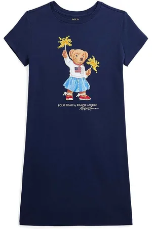 Ralph Lauren Dětské bavlněné šaty tmavomodrá barva, mini, 313942862001