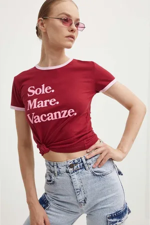 Drivemebikini Bavlněné tričko Sole Mare Vintage vínová barva