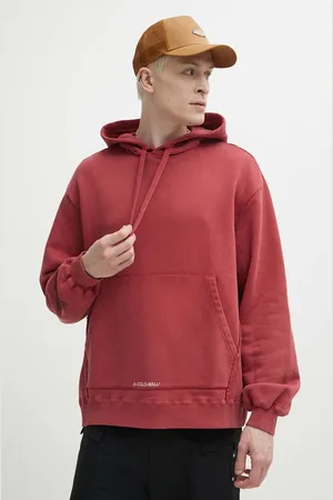 A-cold-wall* Bavlněná mikina Cubist Hoodie pánská, vínová barva, s kapucí, s aplikací, ACWMW173
