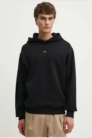 A.P.C. Bavlněná mikina hoodie boxy micro logo GOTS pánská, barva, s kapucí, hladká, COHBX.H27911