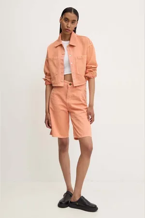 ANSWEAR Džínové šortky dámské, barva, hladké, high waist