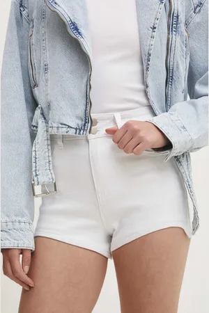 ANSWEAR Džínové šortky dámské, barva, hladké, high waist